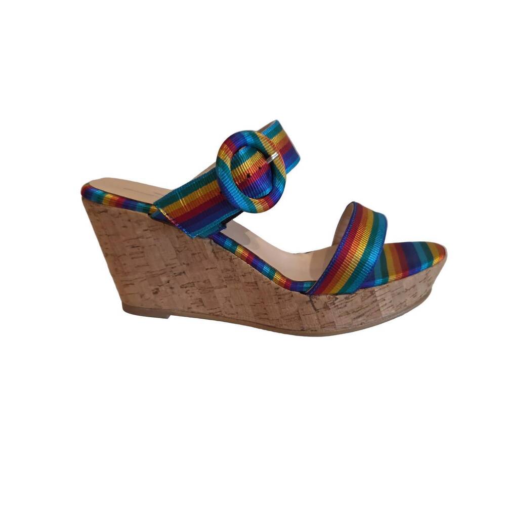 NEW BRENDA ZARO women's jacquard wedge sandal in multicolor